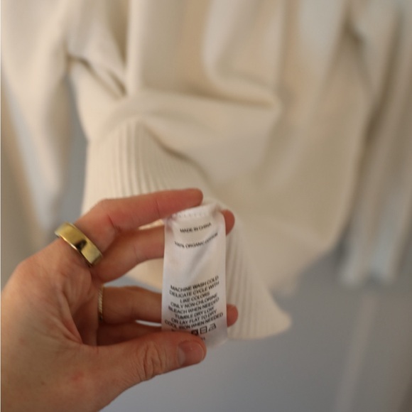 Quince 100% Organic Cotton Mock Neck Sweater Size Medium Color Ivory - Picture 5 of 5